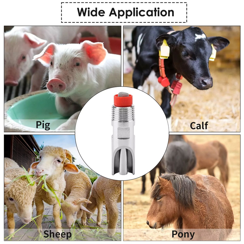 Pack Of 10 Pig Waterer Nipple Stainless Steel Pig Nipple Hog Waterer Nipples Drinker NPT 1/2" Pig Nipple Drinker For Sows Piglets Drinking - View #10