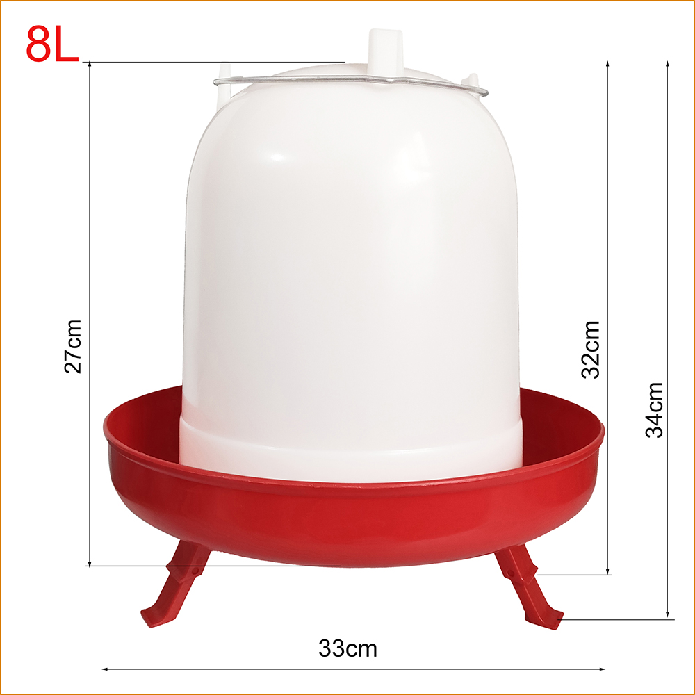 3kg 5kg 8kg Poultry Feeding Bucket Chicken Coop Automatic Feeding Devices 4L 8L Handle Carried Chicken Drinker Barrel Water Bucket with Legs Chicken Drinker And Feeder