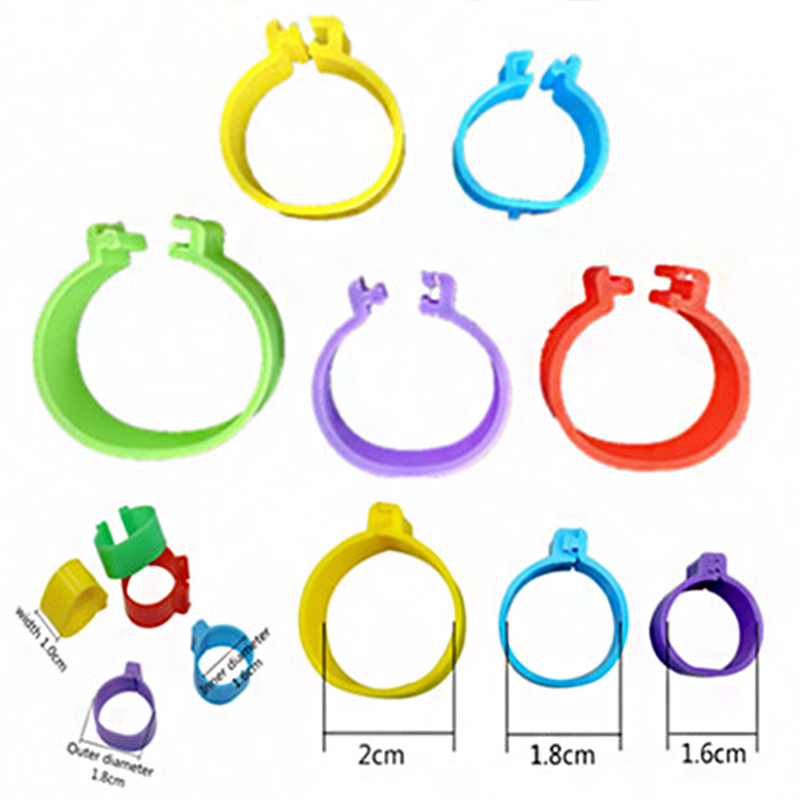 Adjustable Chicken Foot Rings Multicolor Clip-on Chicken Ankle Rings Farm Poultry Chicken Leg Rings for Ducks Chicks Guinea Pigeon Goose Game Fowl LMA-09